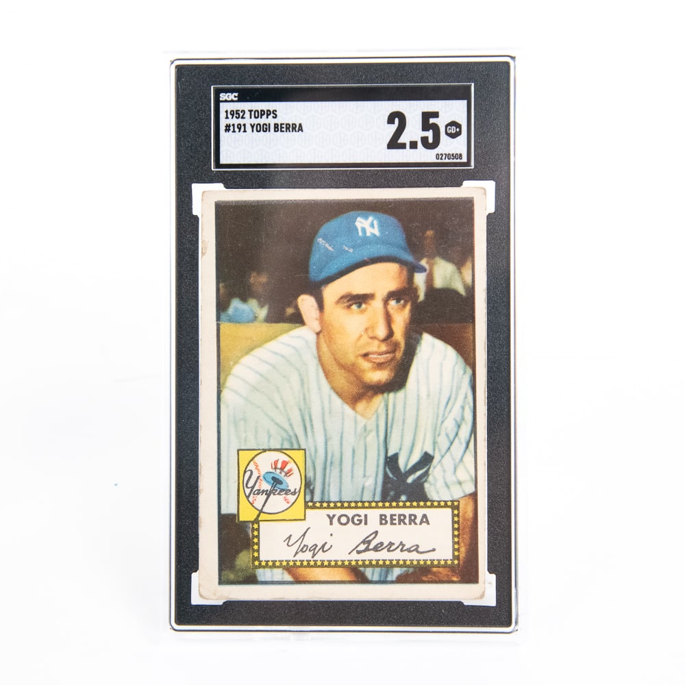 1952 Topps #191 Yogi Berra SGC 3 HOF: 1952 Topps #191 Yogi Berra, SGC slabbed and graded 3. Tough must have card, perfect addition to your collection, please use photos to judge condition and bid accordingly.
