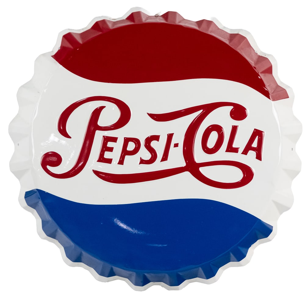 30" Pepsi Cola Bottle Cap Tin Advertising Sign (1 of 4)