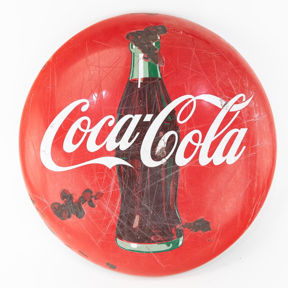 24" Porcelain Coca Cola Button Sign (1 of 6)