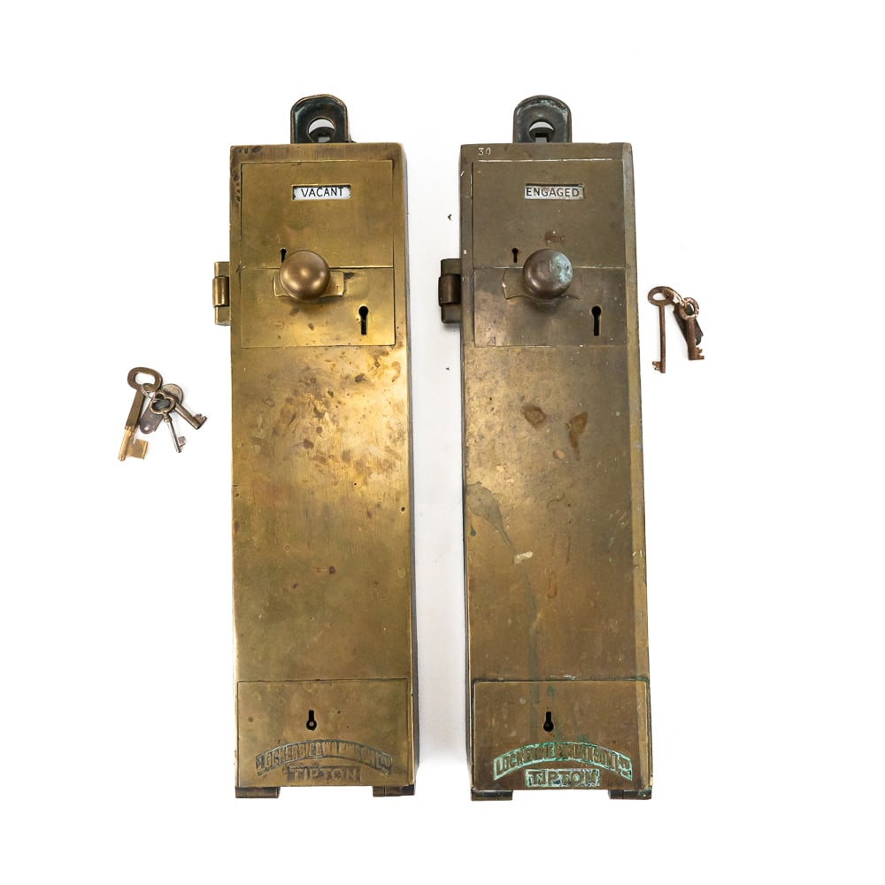 (2) Brass Coin Op Public Toilet Locks (1 of 14)