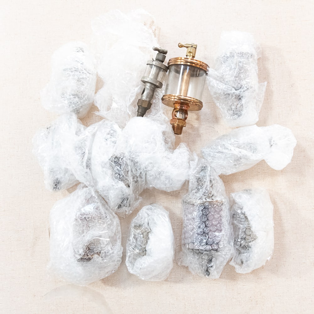 Gas Engine & Machine Drip Oilers: 13 various size brass drip oilers for hit N miss engines. Most appear rebuilt