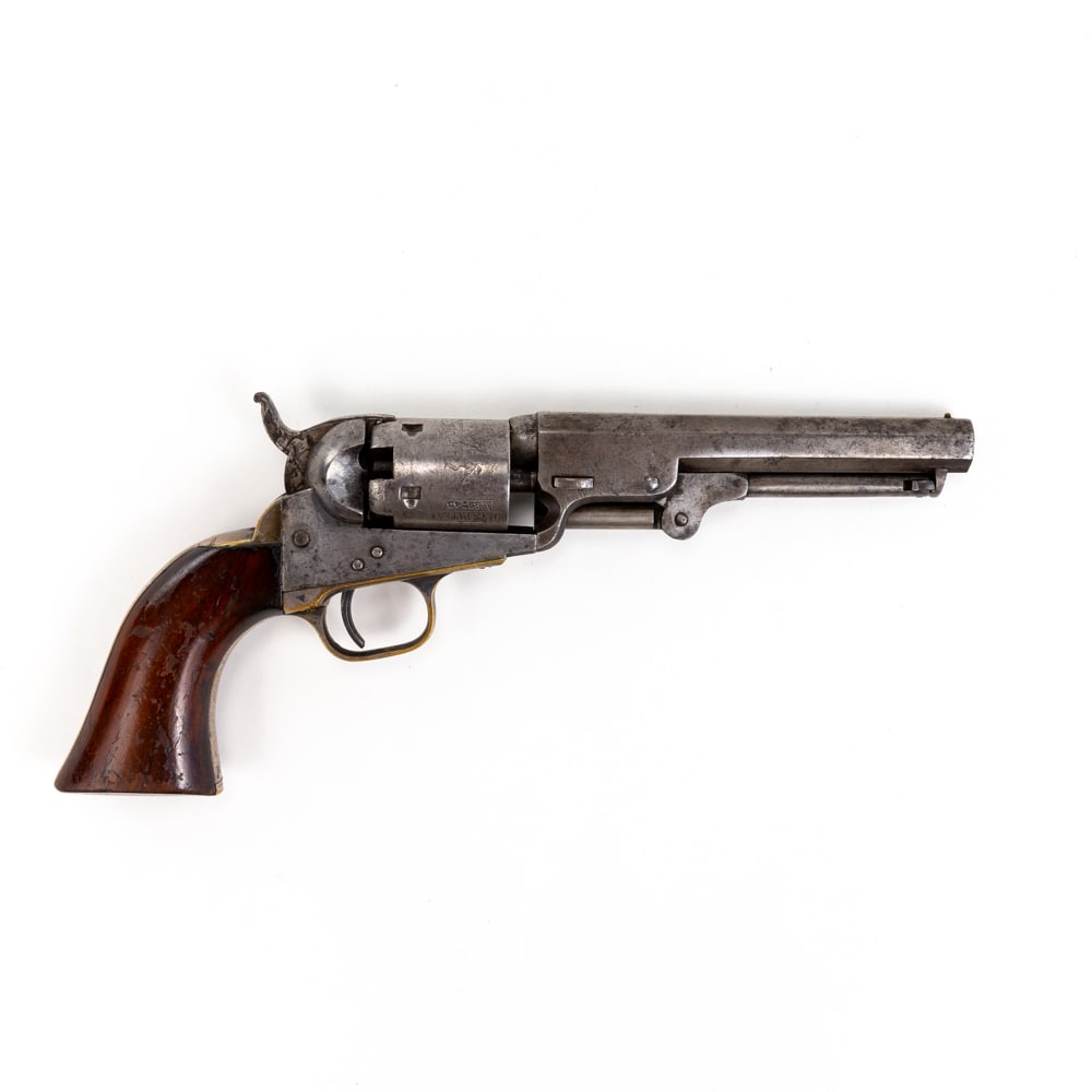 Colt .31 Pocket Pistol Revolver (C) 99543: Colt .31 Pocket Pistol Revolver in very good vintage condition with wear and freckles. Gun is tight and seems to function well. 5" full octagon barrel with 2 line New York address and the ramrod locat