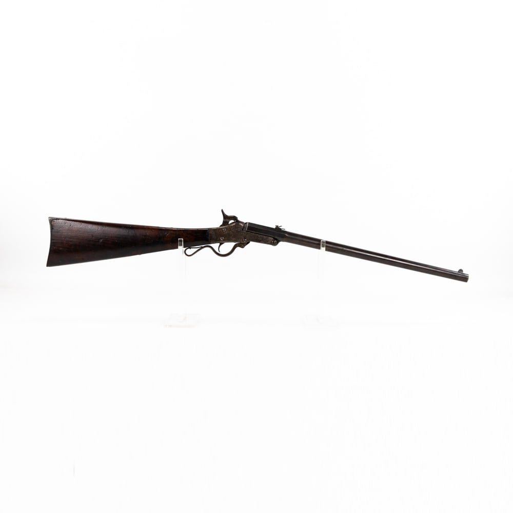 Massachusetts Arms Maynard .50 Carbine (C) 3567: Massachusetts Arms Maynard .50 Carbine in very good vintage condition with wear, oxidation and freckles. The bore is very good with freckles and lock up is tight. Some very soft cartouches. "GWB" stam
