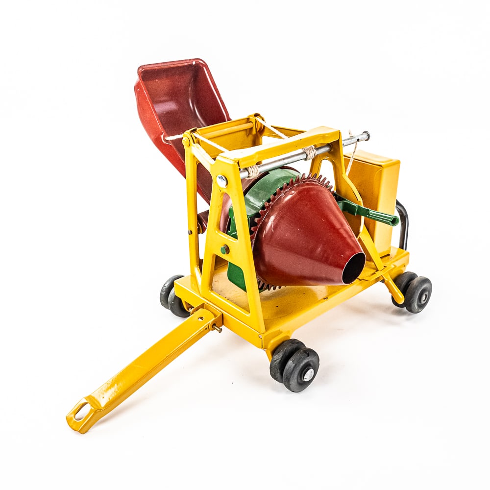 Restored 1930s Buddy L Concrete Cement Toy Mixer: Restored 1930s Buddy L pressed steel toy concrete cement mixer. Approximately 12" long and in very good overall condition with some areas with minor imperfections such as chip /scuff in the paint. Cra