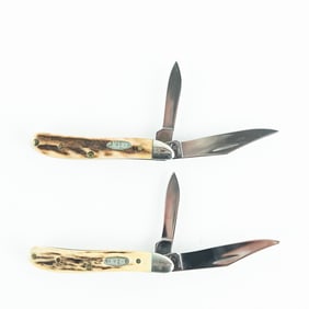 2 Case XX V5220 Stag Peanut Knives (1990s)