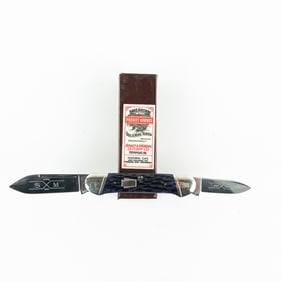 Schatt and Morgan Blue Bone Canoe Knife w/Box