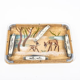 4 Schrade Scrimshaw Collector Knives