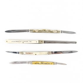 4 Antique Advertising Melon Tester Knives