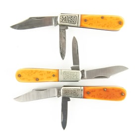 3 Vintage Schrade #206 2 Blade Barlow Knives