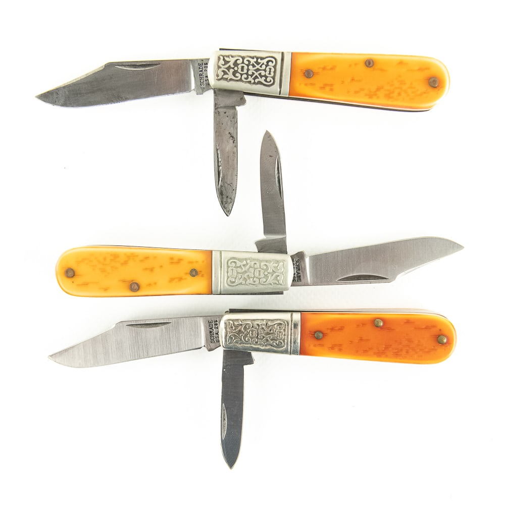 3 Vintage Schrade #206 2 Blade Barlow Knives (1 of 16)