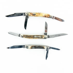 3 Fighting Rooster Stockman Pocket Knives