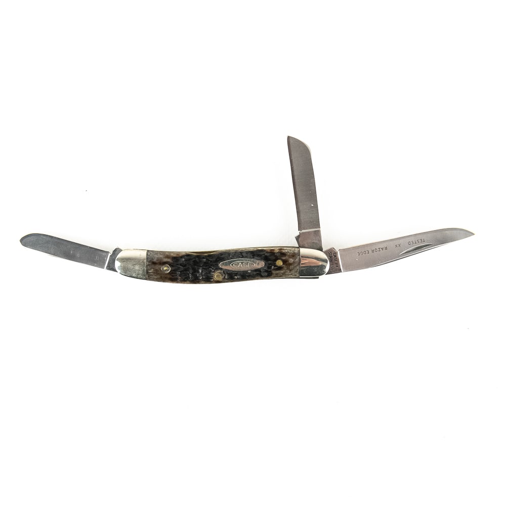 Case XX 6318 Bone Stockman Knife (1979): Case XX Model 6318 Bone Stockman knife. 1979 date on blade. Knife is in like new condition. Bolsters have minor wear from storage. Bone handles are excellent. 3.6" Closed length. Excellent collector i