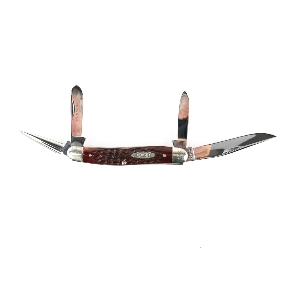 Case XX 64047 Stockman (1975): Case XX Model 64047P Punch Stockman Knife. 1975 date on blade. Knife is in like new condition. Bolsters have minor wear from storage. Blades and bone handles are excellent. 4" Closed length. Excellent