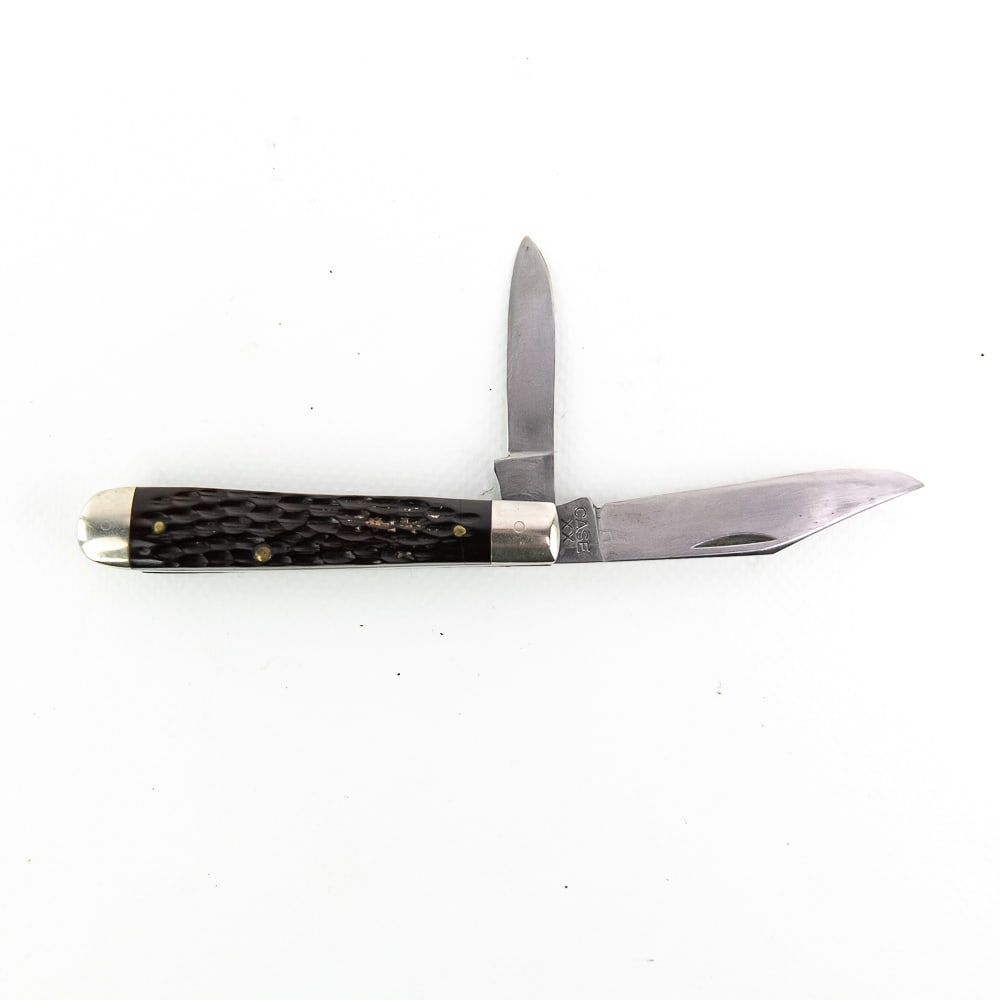 Case XX 40-64 6214 1/2 Pocket Knife: Very Nice Case XX 1940-64 no date model 6214 1/2 pocket knife with red bone handles. Knife is in very good used condition, both blades have been sharpened, but have no chips or broken areas, handles a