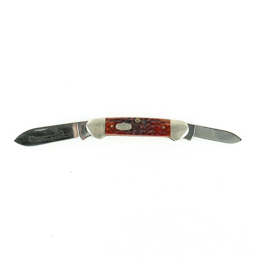 Case XX 52131 Canoe Knife (1990s): Case XX Model 52131 Canoe Knife. High quality 1990s production knife is very hard to find. Knife has red bone handles and is like new with only minor storage wear on bolsters. Excellent collector or g