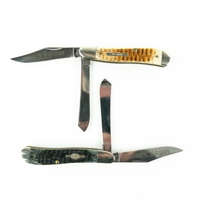 2 Case XX 6240 Dogleg Trapper Knives (1990s)