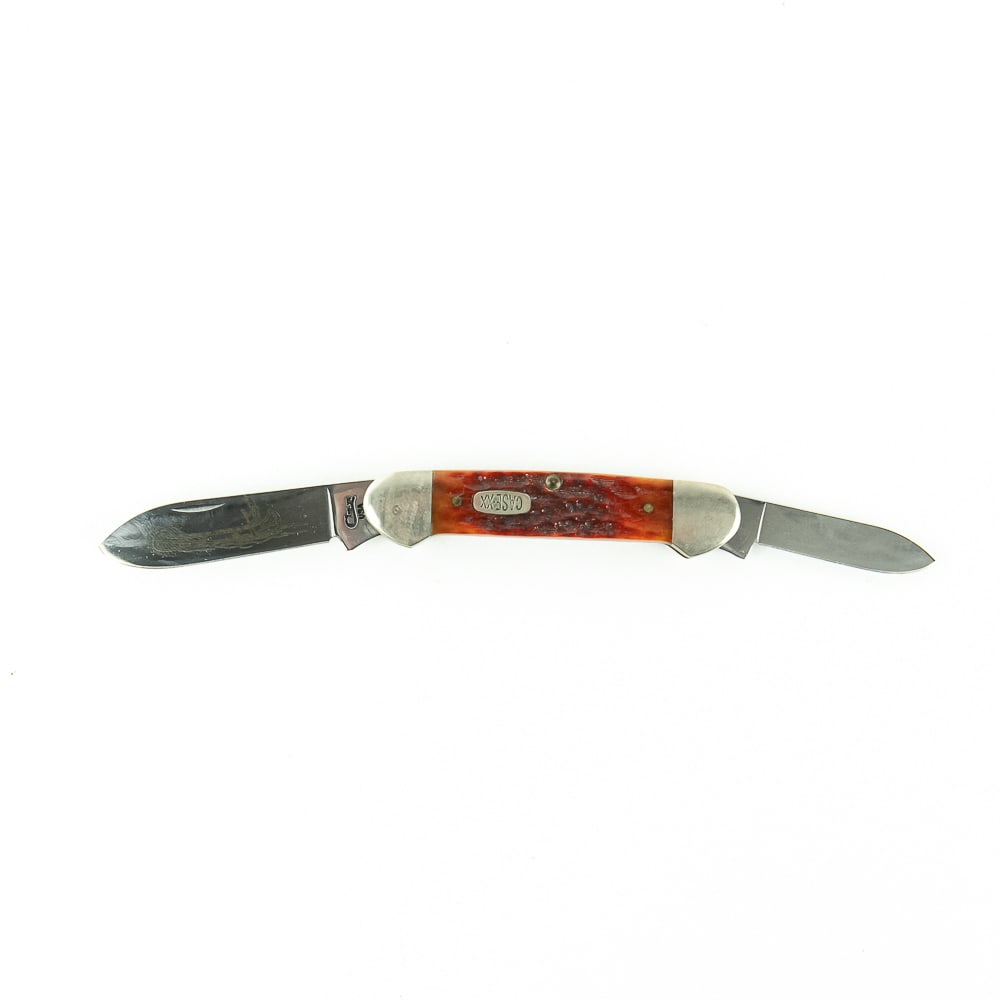 Case XX 52131 Canoe Knife (1990s): Case XX Model 52131 Canoe Knife. High quality 1990s production knife is very hard to find. Knife has red bone handles and is like new with only minor storage wear on bolsters. Excellent collector or g
