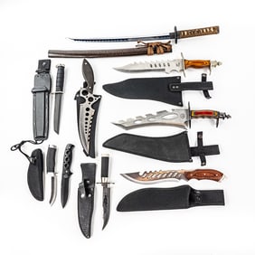 9x Straight Knives With Sheaths