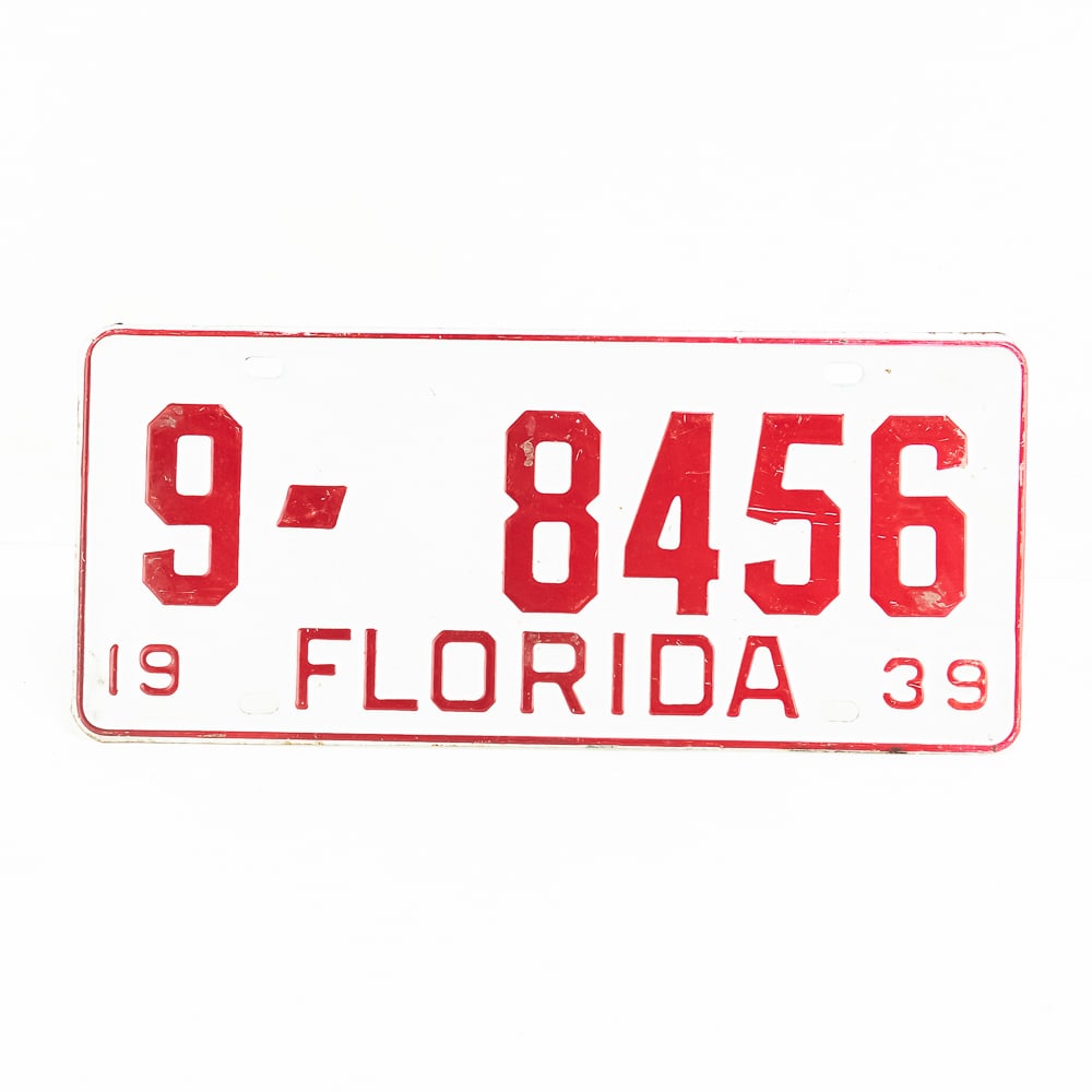 Florida 1939 License Plate (1 of 4)
