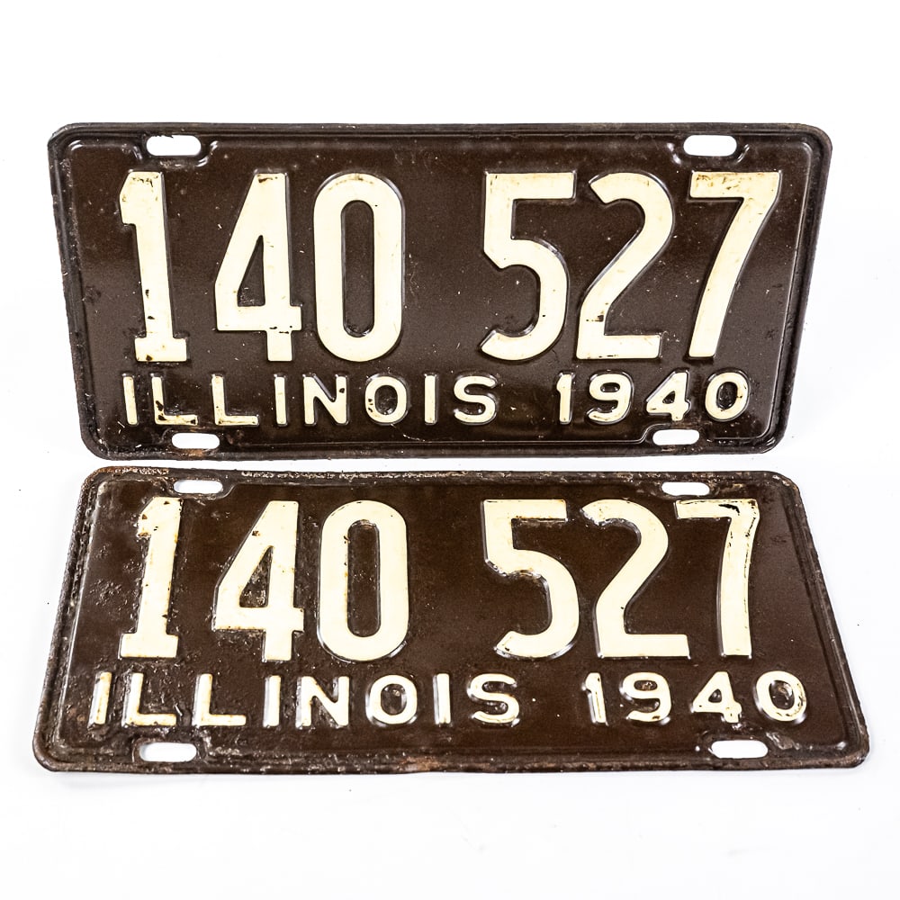 Illinois 1940 License Plate Set (1 of 4)