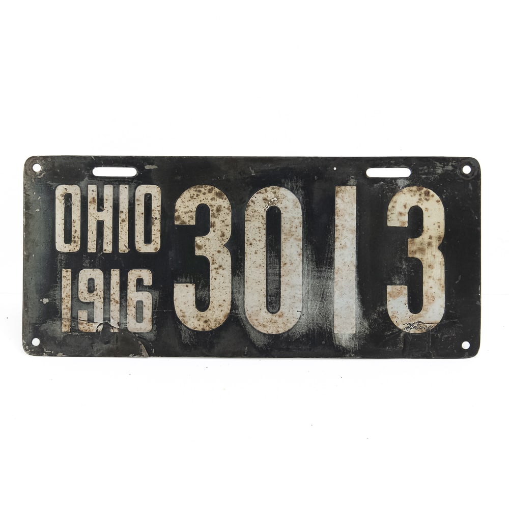 Ohio 1916 License Plate: Ohio 1916 flat silk screened in good original condition with some light rust spotting. See pics.
