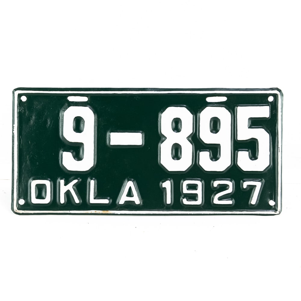 Oklahoma 1927 License Plate: Oklahoma 1927 crude repaint in good condition. See pics.