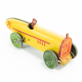 1920s Ferdinand Strauss Tin Wind Up Race Car #21