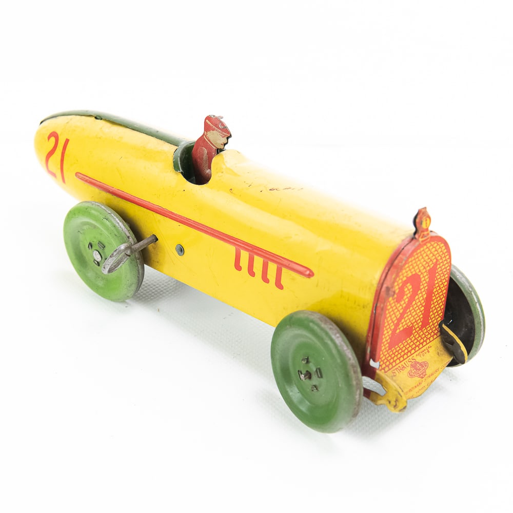 1920s Ferdinand Strauss Tin Wind Up Race Car #21 (1 of 13)