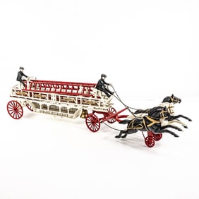 31" Cast Iron Horse Drawn Hook & Ladder Fire Truck
