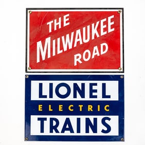 Milwaukee Road & Lionel Electric Trains Signs