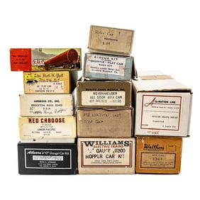 (12) Assorted Vintage Wooden Train Model Kits