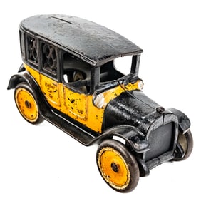 1920s 8" Arcade Cast Iron Yellow Cab Toy Bank