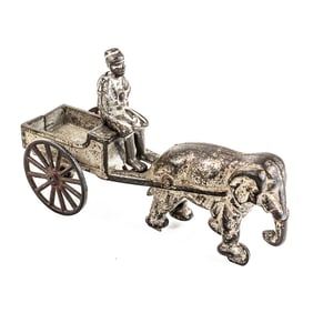 1890s Kenton Cast Iron Elephant Pulled Toy Wagon