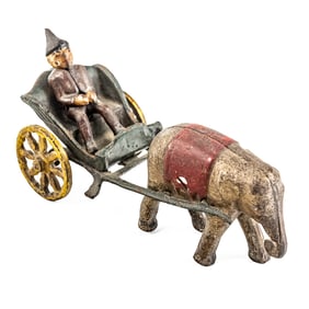 1890s Cast Iron Elephant Drawn Swan Circus Cart