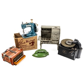 1940s Stitch Mistress Sewing Machine w Box & More