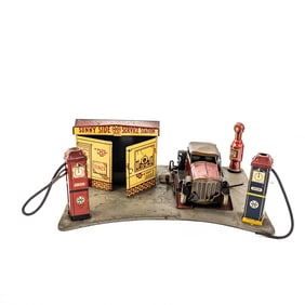 1930s Marx Tin Litho Play Set Service Station