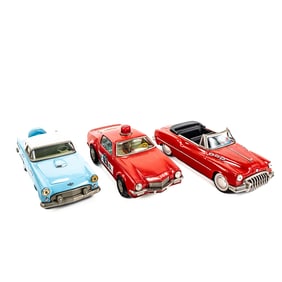 (3) Vintage Friction & Battery Powered Tin Cars