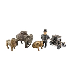 (5) Assorted Cast Iron & Metal Coin Banks