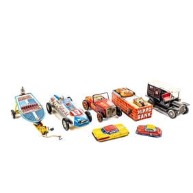 Collection of Assorted Vintage Tin Litho Toys