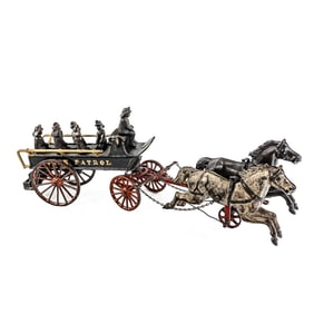 1880s 21" Ives Horse Drawn Fire Patrol Wagon