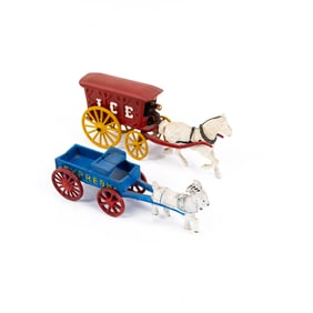 Collection of (2) Cast Iron Toy Wagons