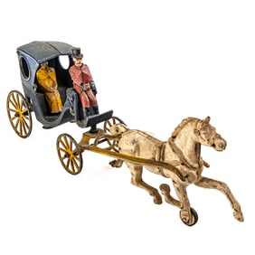 1890s Kenton Cast Iron Toy Horse Drawn Carriage