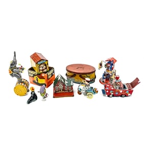 (9) Assorted Vintage Tin Litho Wind Up Toys