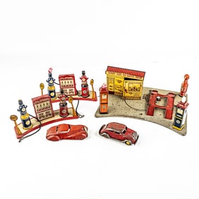 MARX Tin Litho Sunnnyside Gas Station w Pumps +