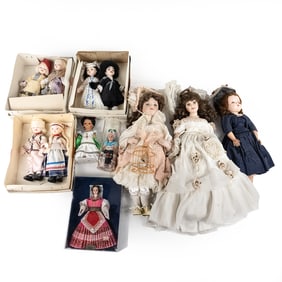 Collection of (9) Assorted Vintage Foreign Dolls