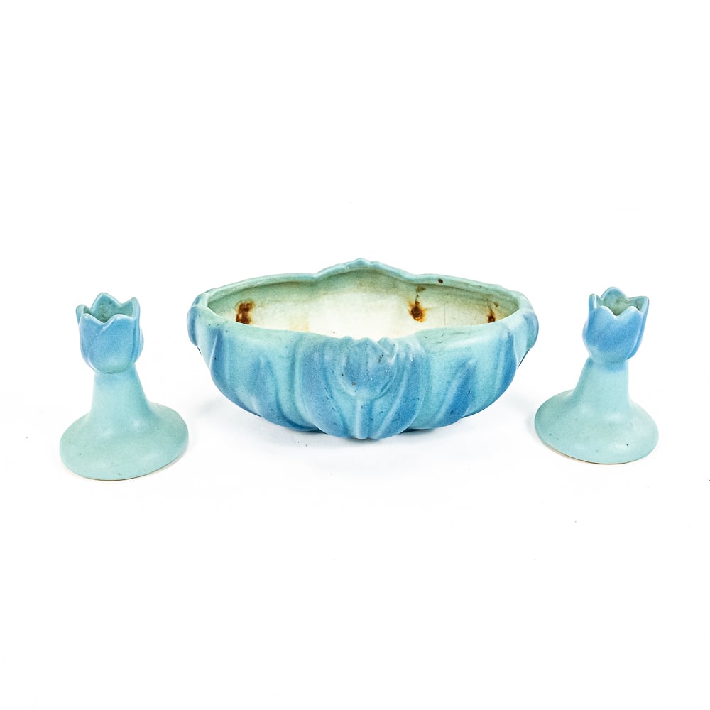 Van Briggle Pottery Tulip Bowl & Candlestick Set (1 of 8)