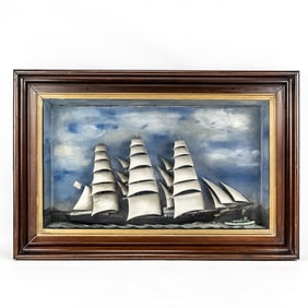 Large Cased Sailing Ship Diorama