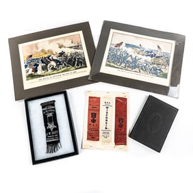 Civil War Currier & Ives Wisconsin GAR Ribbon Lot