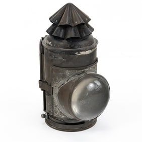 19th Century Signal Lantern Oil Bullseye Lens