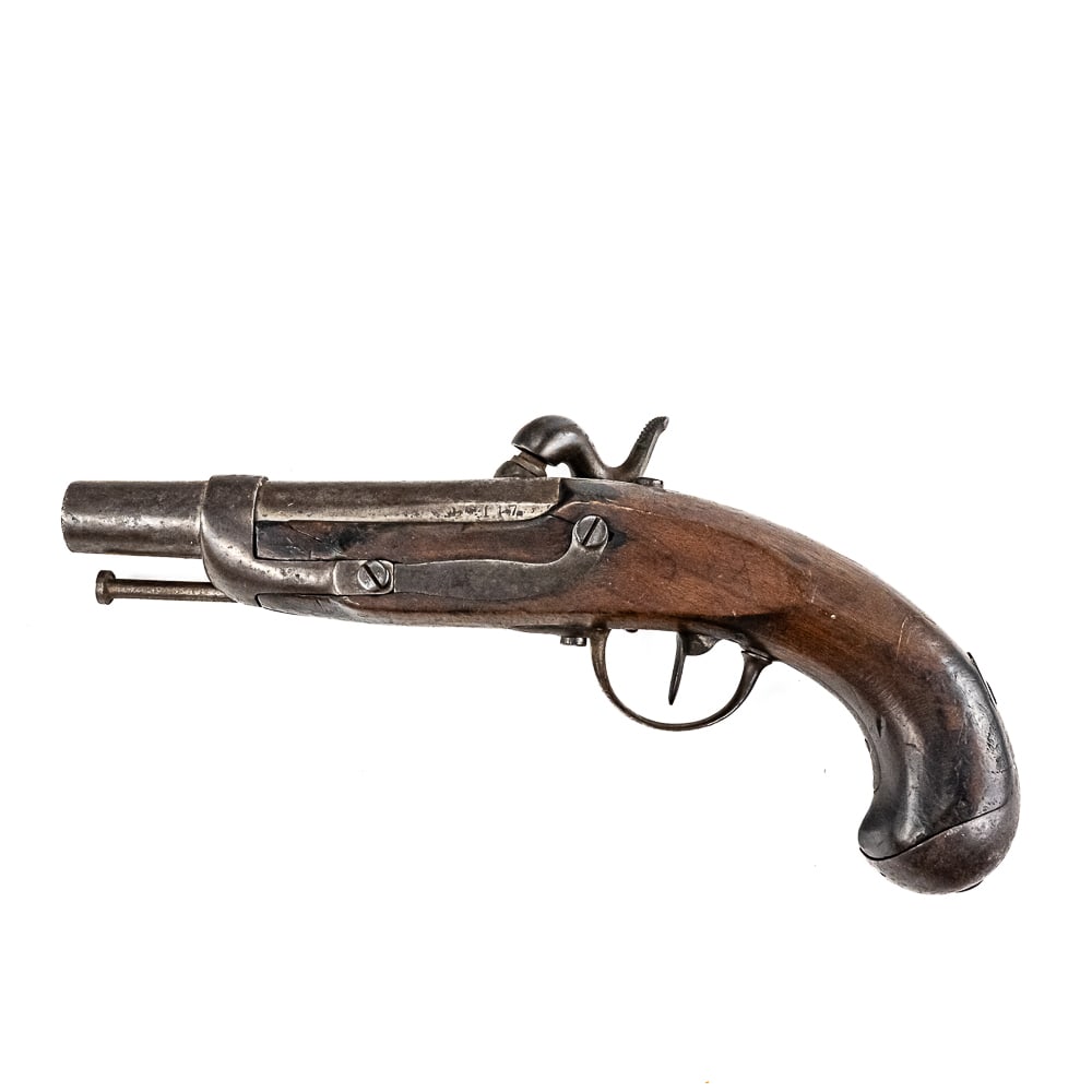 French Mle 1822 15mm C&B Pistol (C) nsn: French Mle 1822 15mm C&B Pistol in very good vintage condition with light pitting and some wear. The action seems fully functional and the bore has average oxidation for the age. MFG early to mid 1800